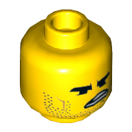 Tête de minifigurine en colère, sourire tordu, dents (Minifig Head Angry, Crooked Grin, Teeth)
