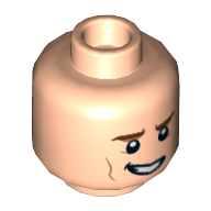 Tête de minifigurine Le Flash, sourcils bruns, sourire montrant le motif imprimé de dents (Minifig Head The Flash, Brown Eyebrows, Smile Showing Teeth Print)