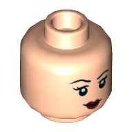 Tête de minifigurine merveille femme, sourcils, cils, lèvres rouges, agacé / léger sourire motif imprimé (Minifig Head Wonder Woman, Eyebrows, Eyelashes, Red Lips, Annoyed / Slight Smile Print)