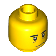 Tête de minifigurine tom bennett, sourcils, sourcils, lignes sous les yeux, fossette du menton, motif imprimé triste (Minifig Head Tom Bennett, Eyebrows, Eyebrows, Lines Under Eyes, Chin Dimple, Sad Print)