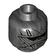 Tête de minifigurine Motif imprimé Trudgen (Chevalier de Ren), Visière noire, Lignes noires et Points forts en argent (Minifig Head Trudgen (Knight of Ren), Black Visor, Black Lines, and Silver Highlights Print)