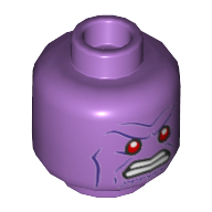 Tête de minifigurine Thanos, yeux rouges, sourire en colère avec des dents motif imprimé (Minifig Head Thanos, Red Eyes, Angry Grin with Teeth Print)