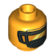 Tête de minifigurine AIM Agent, Masque en Titane Perle avec Visière Orange imprimé (Minifig Head AIM Agent, Pearl Titanium Mask with Orange Visor Print)