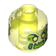 Tête de minifigurine Fantôme, avec visage vert jaunâtre, yeux jaunes, motif : bouche ouverte (Minifig Head Ghost, with Yellowish Green Face, Yellow Eyes, Open Mouth Print)