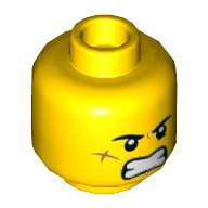 Figurine jack tête davids / bolobo, sourcils, cicatrice sur la joue, sourire avec les dents / en colère avec des dents motif imprimé (Minifig Head Jack Davids / Bolobo, Eyebrows, Scar on Cheek, Smile with Teeth / Angry with Teeth Print)