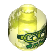 Tête de minifigurine Fantôme, avec visage vert jaunâtre, yeux blancs, lunettes de vert citron, motif imprimé Slime bouche (Minifig Head Ghost, with Yellowish Green Face, White Eyes, Lime Goggles, Slime Mouth Print)