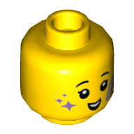 Tête de minifigurine Fille, sourcils, sourire, arc-en-ciel et lavande étoiles sur le motif imprimé joues (Minifig Head Girl, Eyebrows, Smile, Rainbow and Lavender Stars on Cheeks Print)