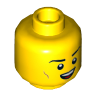 Tête de minifigurine Musicien des années 80, traits sur les joues, bouche ouverte sourire / yeux fermés avec motif imprimé bouche ouverte (Minifig Head 80's Musician, Cheek Lines, Open Mouth Smile / Closed Eyes with Open Mouth Print)