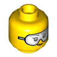 Tête de minifigurine espace ventilateur, sourire / lunettes de sécurité motif imprimé (Minifig Head Space Fan, Smile / Safety Goggles Print)