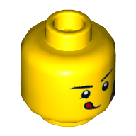 Tête de minifigurine drone guy, bande d'aide et la langue qui sort motif imprimé (Minifig Head Drone Guy, Band Aid and Tongue Sticking Out Print)