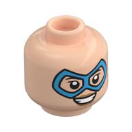 Tête de minifigurine Batgirl, Masque Azur foncé, Motif imprimé neutre / sourire (Minifig Head Batgirl, Dark Azure Eyemask, Neutral / Smile Print)