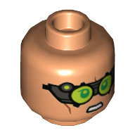 Tête de minifigurine Tech, Lunettes vert citron, motif : en colère (Minifig Head Tech, Lime Goggles, Angry Print)