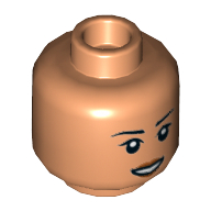 Tête de minifigurine Cho Chang, sourcils, petit sourire montrant des dents / motif imprimé inquiet (Minifig Head Cho Chang, Eyebrows, Small Smile Showing Teeth / Worried Print)