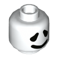 Tête de minifigurine Fantôme, yeux noirs, bouche noire, motif imprimé heureux / triste (Minifig Head Ghost, Black Eyes, Black Mouth, Happy / Sad Print)