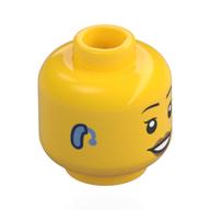 Tête de minifigurine, Sourcils fins, Cils, Sourire, et Motif imprimé d'aide auditive (Minifig Head, Thin Eyebrows, Eyelashes, Smile, and Hearing Aid Print)