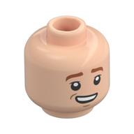 Tête de minifigurine George Weasley, sourcils bruns, bouche ouverte et asymétrique sourire motif imprimé (Minifig Head George Weasley, Brown Eyebrows, Lopsided Open Mouth Smile Print)