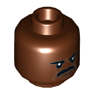 Tête de minifigurine gref karga, moustache, sourire de la bouche en colère / ouvert, dents (Minifig Head Greef Karga, Moustache, Angry/Open Mouth Smirk, Teeth)