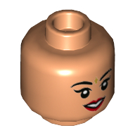 Tête de minifigurine Padma / Parvati Patil, lèvres rouges, Bindi doré, motif : bouche fermée / bouche ouverte (Minifig Head Padma / Parvati Patil, Red Lips, Gold Bindi, Closed Mouth / Open Mouth Print)