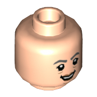 Tête de minifigurine pomona germination, sourcils gris bleuté foncé, lignes, sourire, bouche ouverte / bouche fermée motif imprimé (Minifig Head Pomona Sprout, Dark Bluish Gray Eyebrows, Lines, Smile, Open Mouth / Closed Mouth Print)