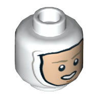 Tête de minifigurine Luke Skywalker, cagoule, sourcils beige foncé, motif : sourire (Minifig Head Luke Skywalker, Balaclava, Dark Tan Eyebrows, Smile Print)