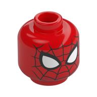 Tête de minifigurine Spider-Man, Grands yeux blancs, motif noir imprimé Web (Minifig Head Spider-Man, Large White Eyes, Black Web Print)
