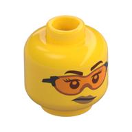 Tête de minifigurine Gracie Goodhart, Lunettes et sourire orange · transparent / Pas de lunettes et sourire imprimé (Minifig Head Gracie Goodhart, Trans-Orange Glasses and Smirk / No Glasses and Smile Print)