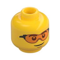 Tête de minifigurine, Verres orange · transparent motif imprimé (Minifig Head, Trans-Orange Glasses Print)