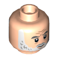 Tête de minifigurine Général Dodonna, Sourcils gris bleuté foncé, Barbe blanche, Bouche fermée / ouverte Bouche avec motif imprimé de dents (Minifig Head General Dodonna, Dark Bluish Gray Eyebrows, White Beard, Closed Mouth / Open Mouth with Teeth Print)