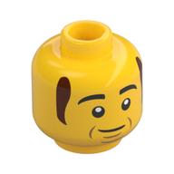 Tête de minifigurine Bob, cheveux brun rougeâtre, sourire imprimé (Minifig Head Bob, Reddish Brown Hair, Smile Print)