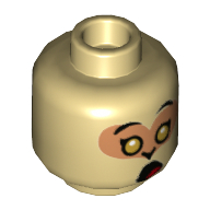 Tête de minifigurine Roi-Singe, yeux dorés, bouche fermée / bouche ouverte, motif : surpris (Minifig Head Monkey King, Gold Eyes, Closed Mouth / Open Mouth, Surprised Print)