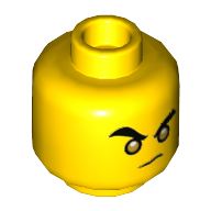 Tête de minifigurine Monkie Kid, motif : yeux dorés / bouche ouverte (Minifig Head Monkie Kid, Gold Eyes / Open Mouth Print)