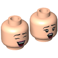 Tête de minifigurine Janice, lèvres magenta, bouche ouverte, yeux fermés / yeux ouverts motif imprimé (Minifig Head Janice, Magenta Lips, Open Mouth, Closed Eyes / Open Eyes Print)