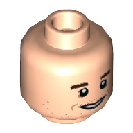 Tête de minifigurine Antoni, sourcils brun foncé, motif : sourire bouche ouverte / sourire bouche fermée (Minifig Head Antoni, Dark Brown Eyebrows, Open Mouth Smile / Closed Mouth Smile Print)