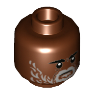 Tête de minifigurine gref karga, sourcils bas, barbe gris bleuté clair, motif imprimé sérieux (Minifig Head Greef Karga, Low Eyebrows, Light Bluish Gray Beard, Serious Print)