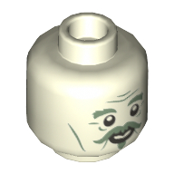 Tête de minifigurine Nick Quasi-Sans-Tête, sourcils broussailleux, moustache, bouc, motif : sourire (Minifig Head Nearly Headless Nick, Bushy Eyebrows, Moustache, Goatee, Smile Print)