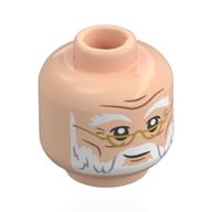 Tête de minifigurine albus dudledore, verres dorés, barbe blanche, sourire / bouche ouverte (Minifig Head Albus Dumbledore, Gold Glasses, White Beard, Smirk / Open Mouth)