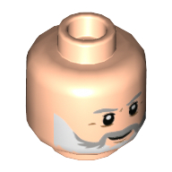 Tête de minifigurine Alan Grant, sourcils gris bleuté clair, barbe blanche et grise, lignes de beige foncé imprimé (Minifig Head Alan Grant, Light Bluish Gray Eyebrows, White and Gray Beard, Dark Tan Lines Print)