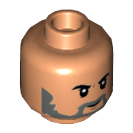 Tête de minifigurine Dr Wu, sourcils épais, barbe gris bleuté foncé, motif : bouche fermée / bouche ouverte (Minifig Head Dr Wu, Thick Eyebrows, Dark Bluish Gray Beard, Closed Mouth / Open Mouth Print)