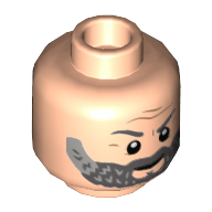 Tête de minifigurine abadiah stane, sourcils gris bleuté foncé, rides, motif : barbe gris bleuté foncé et gris bleuté clair (Minifig Head Obadiah Stane, Dark Bluish Gray Eyebrows, Wrinkles, Dark Bluish Gray and Light Bluish Gray Beard Print)