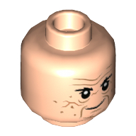 Tête de minifigurine Le Pingouin, sourcils broussailleux, lignes de plis, taches de rousseur, sourire / colère montrant des dents motif imprimé (Minifig Head The Penguin, Bushy Eyebrows, Crease Lines, Freckles, Smirk / Angry Showing Teeth Print)