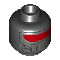 Tête de minifigurine sombre trooper, visière rouge, masque respiratoire motif imprimé (Minifig Head Dark Trooper, Red Visor, Breathing Mask Print)