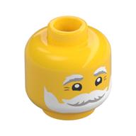 Tête de minifigurine Père Noël, sourcils blancs et gris et barbe, motif imprimé sourire (Minifig Head Santa, White and Gray Eyebrows and Beard, Smile Print)