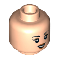 Tête de minifigurine Elaine Benes, Cils, lèvres nougat, motif : sourire (Minifig Head Elaine Benes, Eyelashes, Nougat Lips, Smile Print)