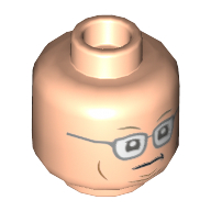 Tête de minifigurine newman, lunettes, lignes de joues rondes motif imprimé (Minifig Head Newman, Glasses, Round Cheek Lines Print)