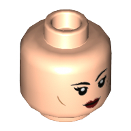 Tête de minifigurine fennec manche, traits sur les joues, lèvres rouge foncé, sourcil gauche levé / motif imprimé sourire (Minifig Head Fennec Shand, Cheek Lines, Dark Red Lips, Raised Left Eyebrow / Smirk Print)