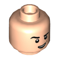Tête de minifigurine kenji, sourcil droit levé avec sourire bouche ouverte / motif imprimé peur (Minifig Head Kenji, Raised Right Eyebrow with Open Mouth Smirk / Scared Print)