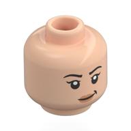 Tête de minifigurine Yaz / Mary Cattermole, Cils, Lèvres nougat, Sourire léger / Motif imprimé effrayé (Minifig Head Yaz / Mary Cattermole, Eyelashes, Nougat Lips, Slight Smile / Scared Print)
