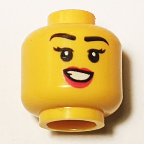 Fan costume chili tête figurine, cils, lèvres rouges, sourire / transpiration motif imprimé (Minifig Head Chili Costume Fan, Eyelashes, Red Lips, Smile / Sweating Print)