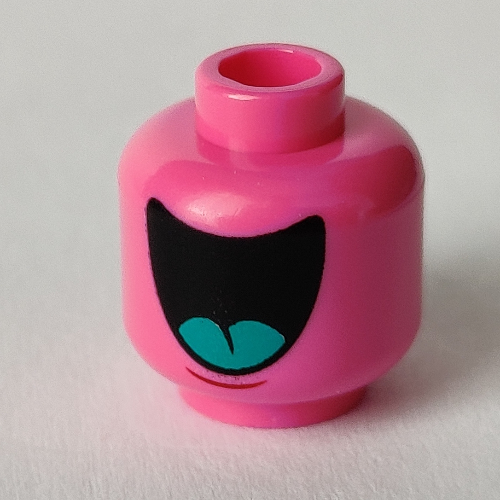 Tête de minifigurine (Sans visage), Langue turquoise foncée, Grande bouche / Petite bouche motif imprimé (Minifig Head (No Face), Dark Turquoise Tongue, Big Mouth / Small Mouth Print)