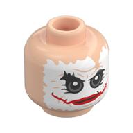 Tête de minifigurine Joker, peinture blanche de visage avec des yeux verts, cicatrices rouges, ouvert / fermé (Minifig Head Joker, White Face Paint with Green Eyes, Red Scars, Open / Closed Mouth Print)